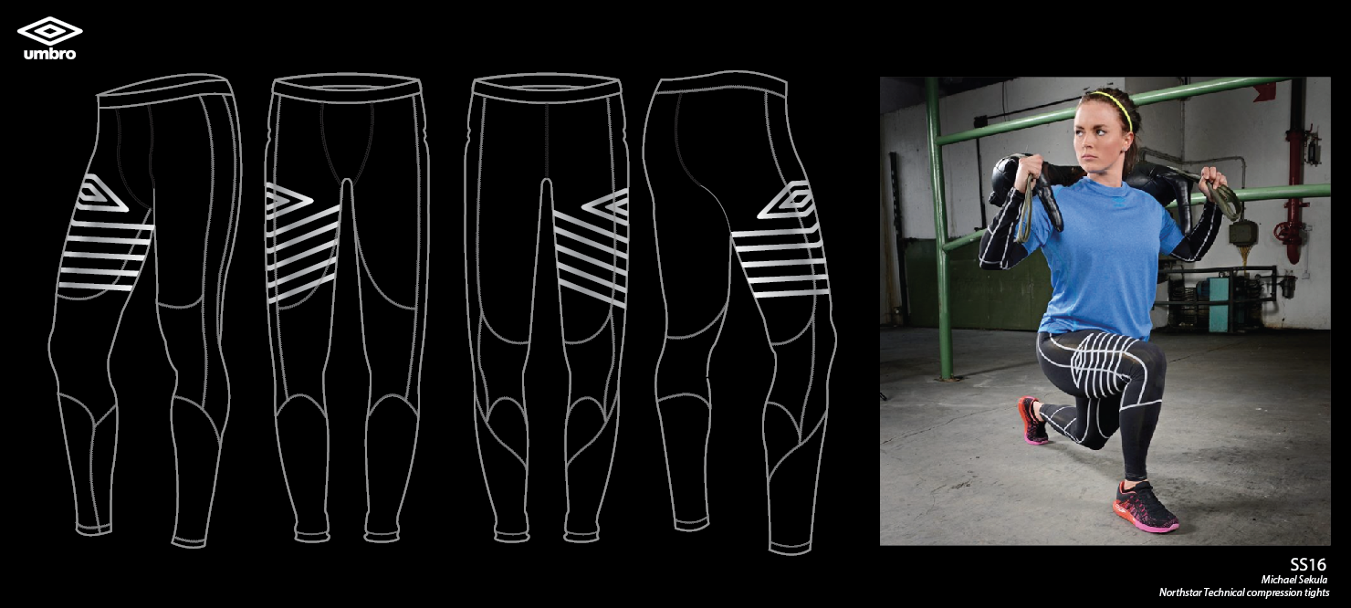 Umbro compression pants with box packaging